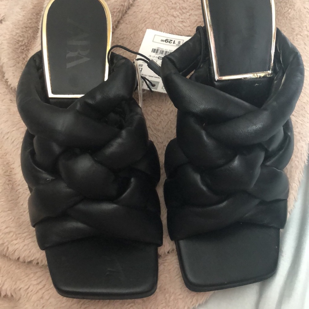 Zara padded woven heels